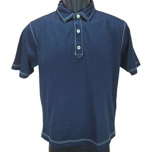 Footjoy FJ Kids Navy Blue White Stitching Polo Shirt Large